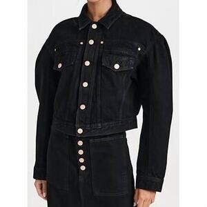 Ulla Johnson Cosette Black Denim Boxy Button Jacket